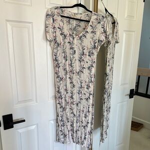 O'Neill Cream Flutter Sleeve V-Neck Midi Dress